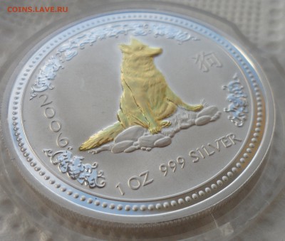 Австралия 1 доллар 2006 Пес Год собаки Серебро позолота - SAM_4248.JPG