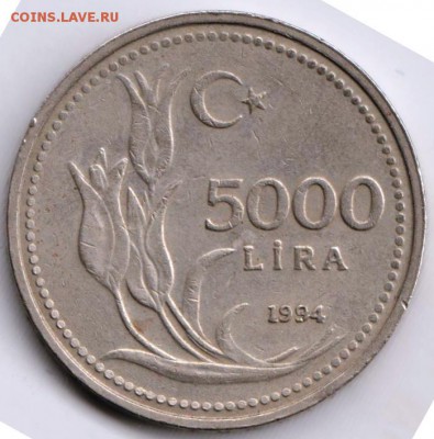 Турция 5000  лир 1994 г. до 24.00 20.10.18 г - 012