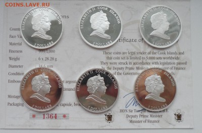 Острова Кука набор монет 5 долларов 2008 Парусные корабли - SAM_4320.JPG