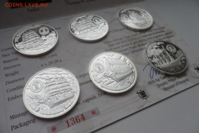 Острова Кука набор монет 5 долларов 2008 Парусные корабли - SAM_4316.JPG