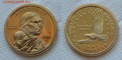 1 Доллар Сакагавеи ПРУФ  2000 (США) до 22:22 19 октября - 1$ Сакагавея 2000 2