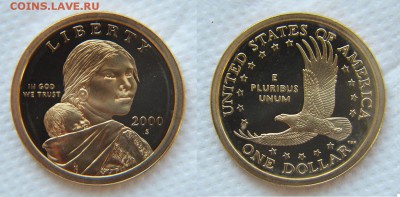 1 Доллар Сакагавеи ПРУФ  2000 (США) до 22:22 19 октября - 1$ Сакагавея 2000 1
