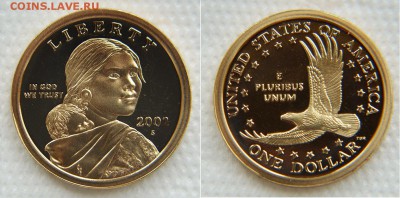 1 Доллар Сакагавеи ПРУФ 2002 (США) до 22:22 19 октября - 1$ Сакагавея 2002 1
