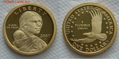 1 Доллар Сакагавеи ПРУФ 2007 (США) до 22:22 19 октября - 1$ Сакагавея 2007 2