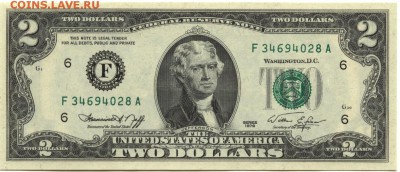 2 доллара 1976 г., -F-, США, пресс, до 22:00 15.10.18 г. - 2 доллара 1976 F-1