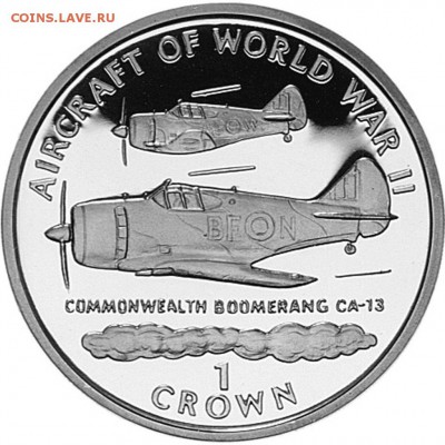 Авиация космонавтика на монетах - 1-Crown-Commonwealth-Boomerang-CA-13-back