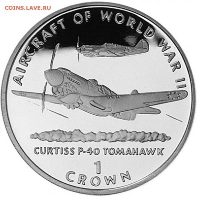 Авиация космонавтика на монетах - 1-Crown-Curtiss-P-40-Tomahawk-back
