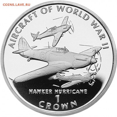 Авиация космонавтика на монетах - 1-Crown-Hawker-Hurricane