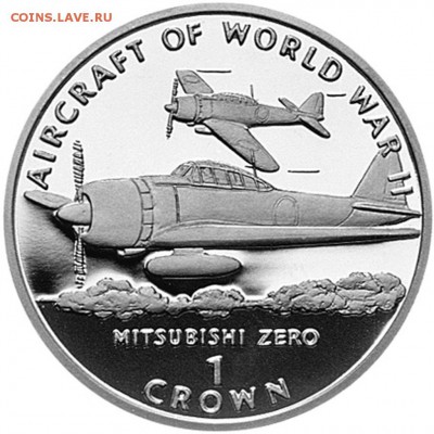 Авиация космонавтика на монетах - 1-Crown-Mitsubishi-Zero-back