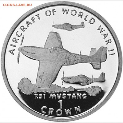 Авиация космонавтика на монетах - 1-Crown-P-51-Mustang