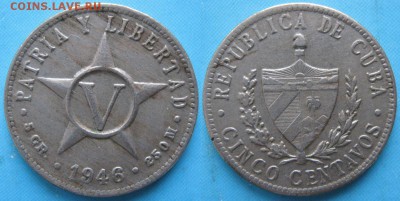 Куба 5 сентаво 1946 до 22-10-18 в 22:00 - Куба 5 сентаво 1946    160-кл4-5871