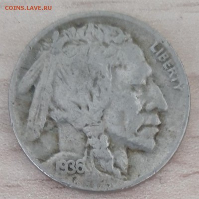 5 центов США 1936 D, "Buffalo", до 19.10 - 1936D-2