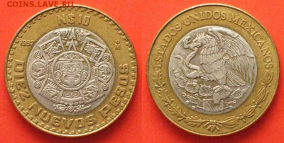 биметалл Мексика 10 песо 1992 серебро - bimetall_meksika_10_peso_1992_serebro