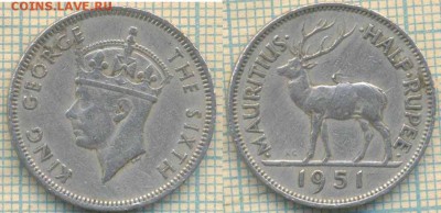 Маврикий полрупии 1951 г., до  22.10.2018 г. 22.00 по Москве - Маврикий полрупии 1951  4208