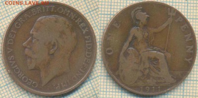 Великобритания 1 пенни 1911 г., до 22.10.2018 г. 22.00 по М - Великобритания 1 пенни 1911  4209