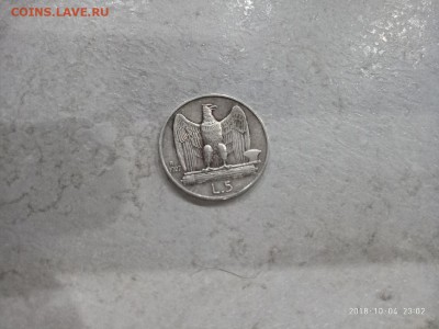 Италия 5 лир 1927 г. Серебро.,до 17.10.18 в 22.00 мск - P81004-230236