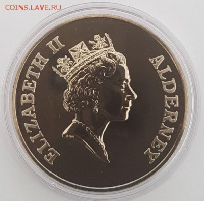 Крона Шайба Олдерни 5 фунтов 1999 Полное солнечное затмение - krona_shajba_olderni_5_funtov_1999_polnoe_solnechnoe_zatmenie_unc (1)