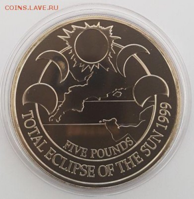 Крона Шайба Олдерни 5 фунтов 1999 Полное солнечное затмение - krona_shajba_olderni_5_funtov_1999_polnoe_solnechnoe_zatmenie_unc