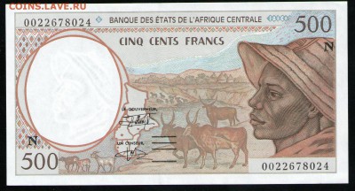 ЭКВАТОРИАЛЬНАЯ ГВИНЕЯ 500 ФРАНКОВ 2000 UNC - 9 001