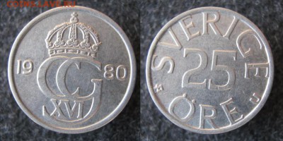 Швеция 25 эре 1980 до 26-10-18 в 22:00 - 299 8 Швеция 25 эре 1980