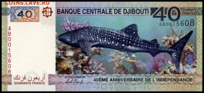 Джибути 40 франков 2017 г. UNC. до 25.10. в 22:00 мск. - 6011202