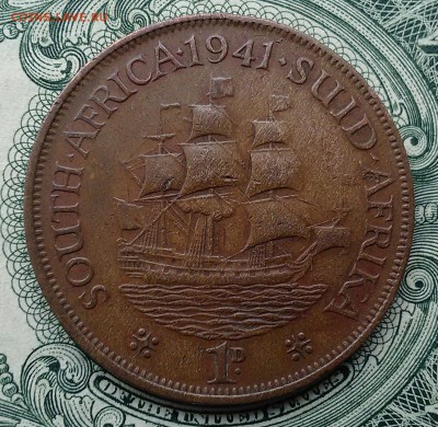 ЮАР - 1 пенни 1941 года ("Парусник") - юар 1 пенни