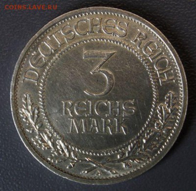 З марки 1926 Веймар - Weimar 3 mark 1926 Lubeck (r) - 94,57 eur.JPG