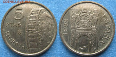 Испания 5 песет 1999 до 29-10-18 в 22:00 - Испания 5 песет 1999    186-к34-9734