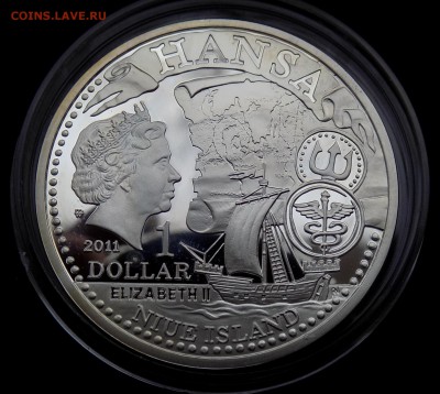 Ниуэ 1 доллар 2011 Росток Ганзейский корабль Цветная Редкая - DSCN2957.JPG