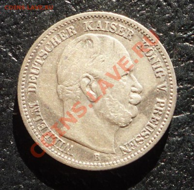 2 марки II рейх Вильгельм I 1877г - Пруссия 2 марки 1877