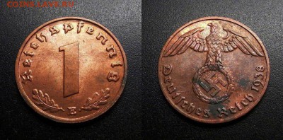 МОНЕТЫ МИРА 11-18 - Германия (3-й Рейх) – 1 рейхспфенниг (1938 Е)
