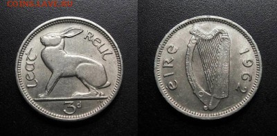 МОНЕТЫ МИРА 11-18 - Ирландия – 3 пенса (1962) «Заяц» №2-2