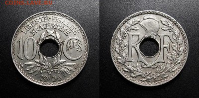 МОНЕТЫ МИРА 11-18 - Франция – 10 сантимов (1936) (XF) №1-2