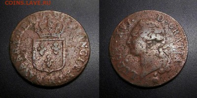 МОНЕТЫ МИРА 11-18 - Франция – 0,5 соля (1791) «Людовик XV» медь