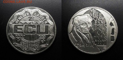 МОНЕТЫ МИРА 11-18 - Нидерланды – 2,5 экю (1991) «Эразм Роттердамский – философ» (UNC) №1