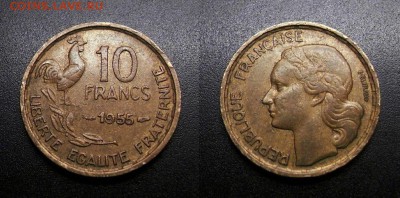 МОНЕТЫ МИРА 11-18 - Франция – 10 франков (1955) «Петушок»