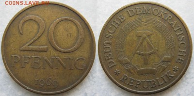 31.Ходячка ГДР 20,50 пфеннигов,1 и 2 марки 1950-1984г. - 31.3. -ГДР 20 пфеннигов 1969    7767