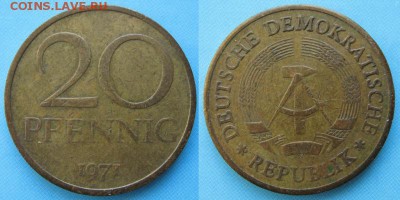 31.Ходячка ГДР 20,50 пфеннигов,1 и 2 марки 1950-1984г. - 31.4. -ГДР 20 пфеннигов 1971    1525