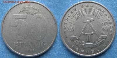31.Ходячка ГДР 20,50 пфеннигов,1 и 2 марки 1950-1984г. - 31.13. -ГДР 50 пфеннигов 1958 A    7004