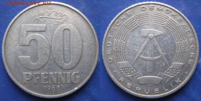 31.Ходячка ГДР 20,50 пфеннигов,1 и 2 марки 1950-1984г. - 31.16. -ГДР 50 пфеннигов 1968 A    6644