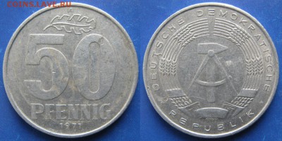 31.Ходячка ГДР 20,50 пфеннигов,1 и 2 марки 1950-1984г. - 31.17. -ГДР 50 пфеннигов 1971 А    6427