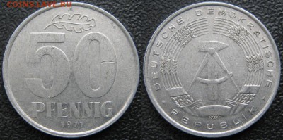 31.Ходячка ГДР 20,50 пфеннигов,1 и 2 марки 1950-1984г. - 31.19. -ГДР 50 пфеннигов 1971 А    7442