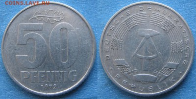 31.Ходячка ГДР 20,50 пфеннигов,1 и 2 марки 1950-1984г. - 31.20. -ГДР 50 пфеннигов 1972    184-кл2-8603