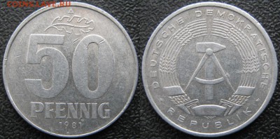 31.Ходячка ГДР 20,50 пфеннигов,1 и 2 марки 1950-1984г. - 31.21. -ГДР 50 пфеннигов 1981 А    7440