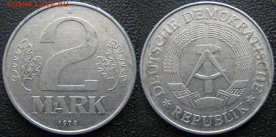 31.Ходячка ГДР 20,50 пфеннигов,1 и 2 марки 1950-1984г. - 31.42. -ГДР 2 марки 1978 А    3776