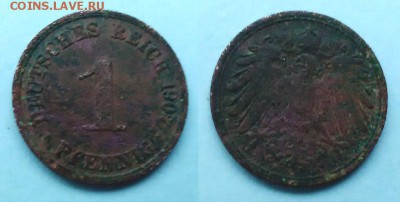 Германия - 1 пфенниг 1907 оценка - германия 1907 год