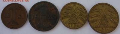 1-2-5-10 рейхспфеннигов Германия Веймар. 1924-31. - 1-2-5-10 рейхспфеннигов - 2
