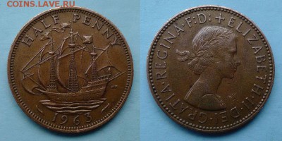 2 пенни 1963 года до 12.11 - великобритания 1,2 пенни 1963 год