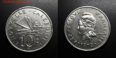 МОНЕТЫ МИРА 11-18 - Новая Каледония – 10 франков (1970) «Проа (парусный катамаран)»