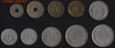 Франция 10 монет 1918-1947 с рубля до 22:00мск 13.11.18 - Франция 1